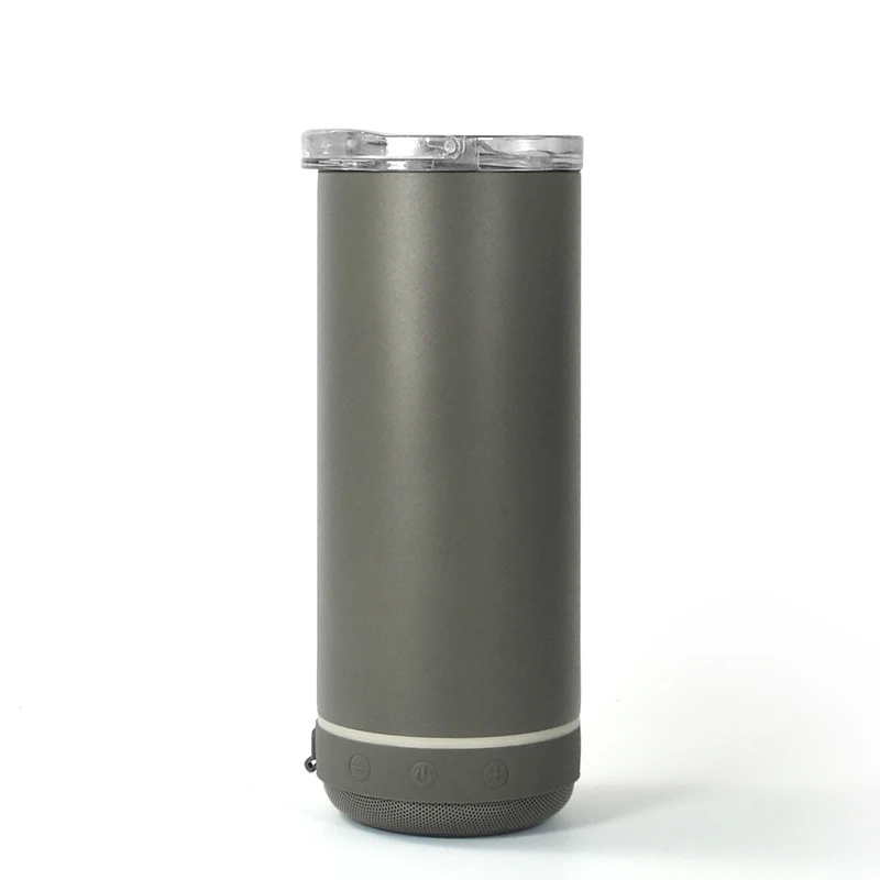 4 in 1 Double Wall Vacuum Insulated Powder Coated Stainless Steel Beer Can Cooler Speaker 16 oz Can Cooler With Wireless Speaker