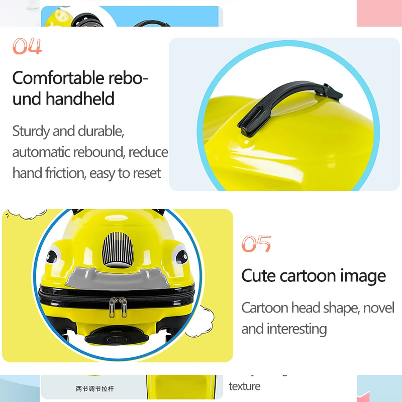 kids Riding Children 3D Scooter Suitcase Travel trolley bag Spinner Luggage suitcase Rolling truck for kids