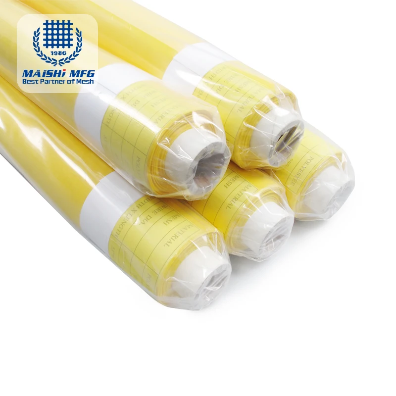 Silk screen printing mesh plain weave polyester mesh white yellow color