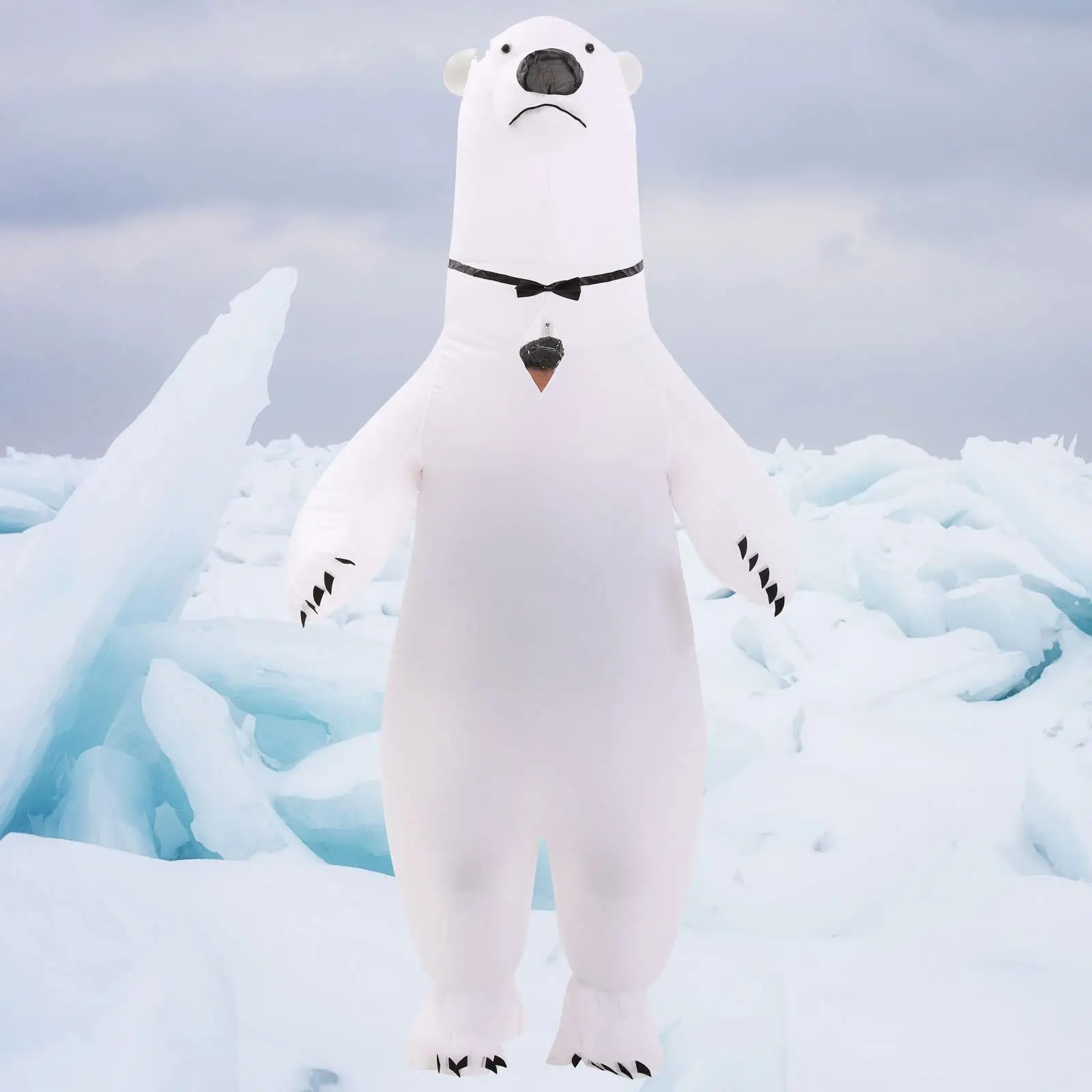 Adult Funny Animal Inflatable Giant White Polar Bear Cosplay Blow-up Mascot Halloween Carnival Party Costume