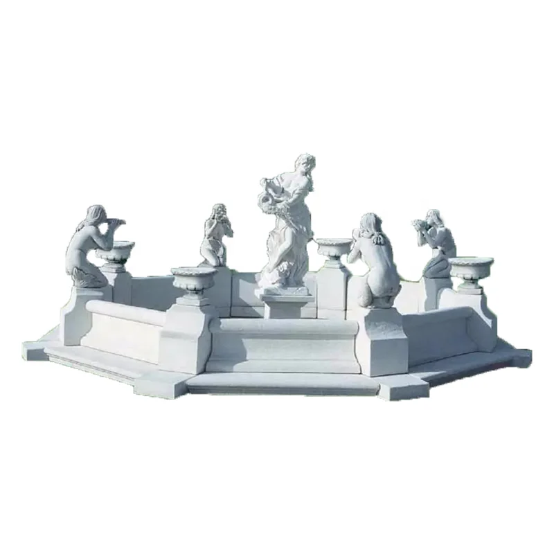 Shengye stone carving outdoor nude woman garden fountain natural stone marble sexy girl fountain large garden waterscape