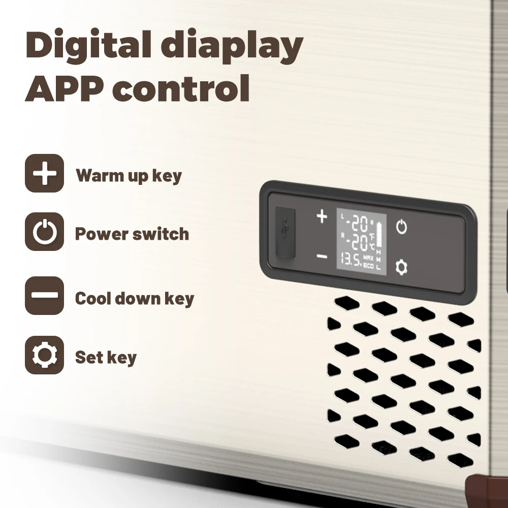 AS55 Alpicool Dual-zone Fridge 12V Mobile Freezer and Refrigerator Compressor DC Compact Metal Car Fridge for Camping Outdoor