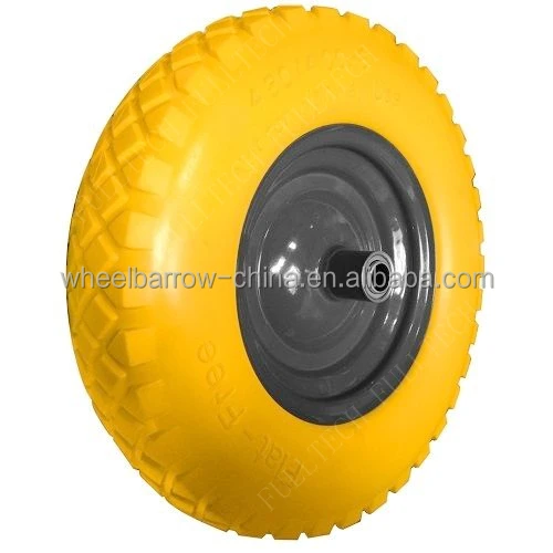 Polyurethane Foam Wheel solid puncture proof wheelbarrow wheels 3.50-8 4.00-8 with rolling bearing