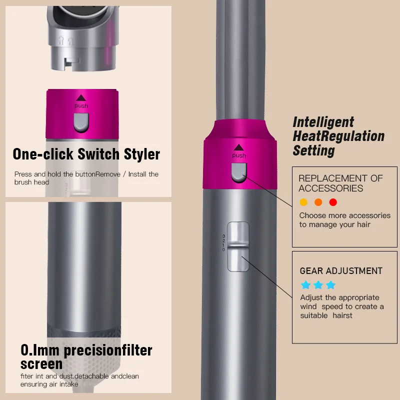 Airstyler 5 в 1 инструменты для укладки волос электрический одношаговый стайлер фен и объемный распылитель щетка горячего воздуха