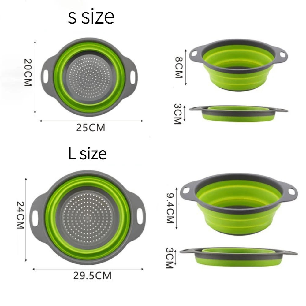 Silicone Collapsible Kitchen Colander Space-Saver Folding Strainer Colander