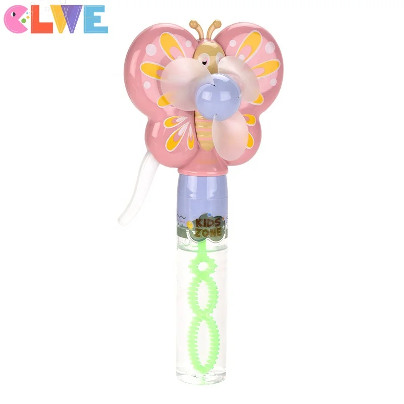 ABS novelty handheld fan bubble stick surprise gift for kids butterfly feature handheld fan animal bubble stick  bubble wand
