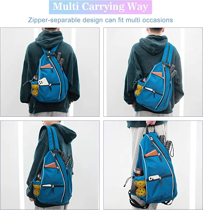 New Sports Reversible Crossbody Franklin Pickle Ball Tennis Racquetball Badminton Travel Sling Bag