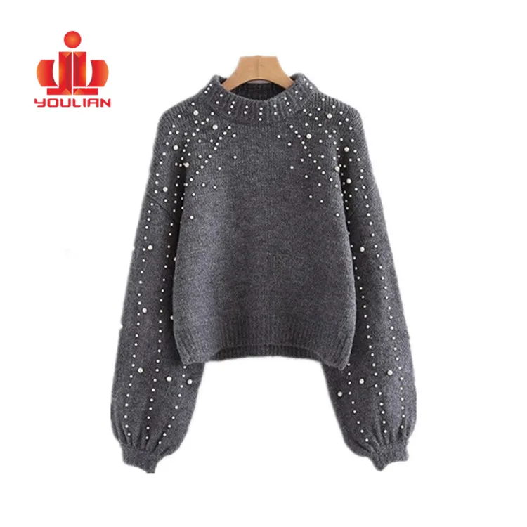 Низкий минимальный заказ свободный узор OEM длинный рукав женский свитер