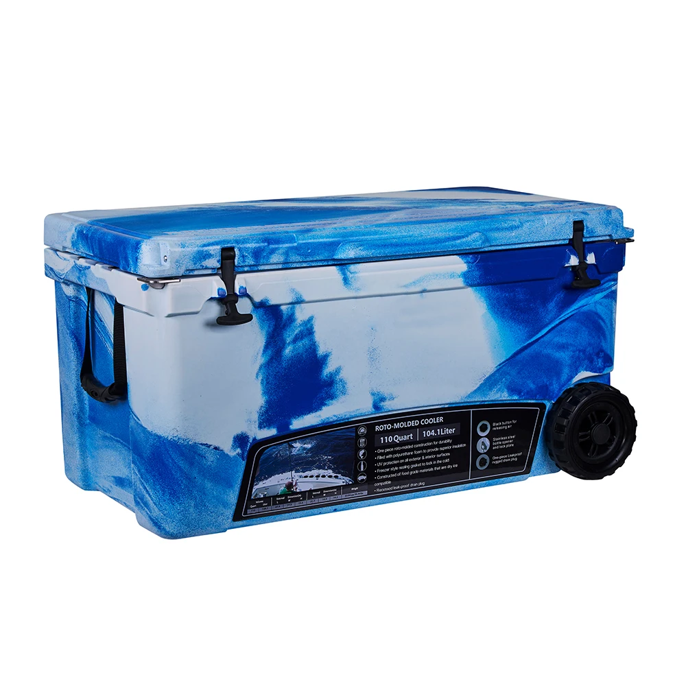 KUER ice chest LLDPE beer rotomolded ice chest cooler box with wheel for fishing outdoor drinks