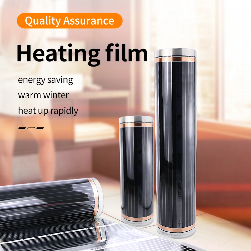 Minco Heat 220W/M2 High Efficiency Infrared Carbon Heating Film Electric Warm Floor System 50cm 100cm Width Heating Foil Mat