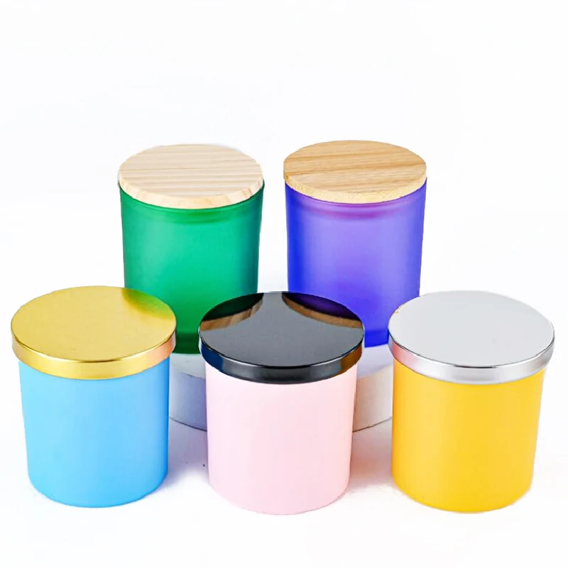 Оптовая продажа, контейнер для свечей под заказ, уникальная стеклянная матовая пустая стеклянная банка для свечей для изготовления свечей