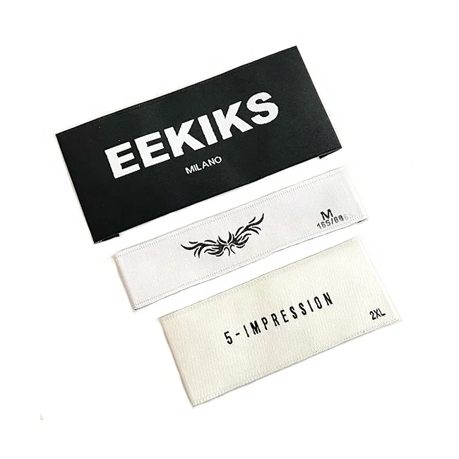 china custom logo design loop center fold bra clothing trousers shoes pants denim number woven size labels for jeans