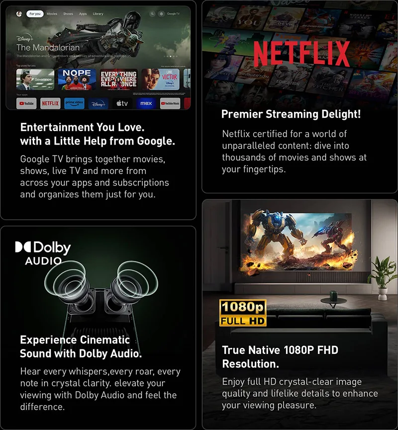 2023 New Coming Formovie Xming X Wupro Page One LCD Mini Projector Google TV  projectors hd 4k 1080p home theater proyector