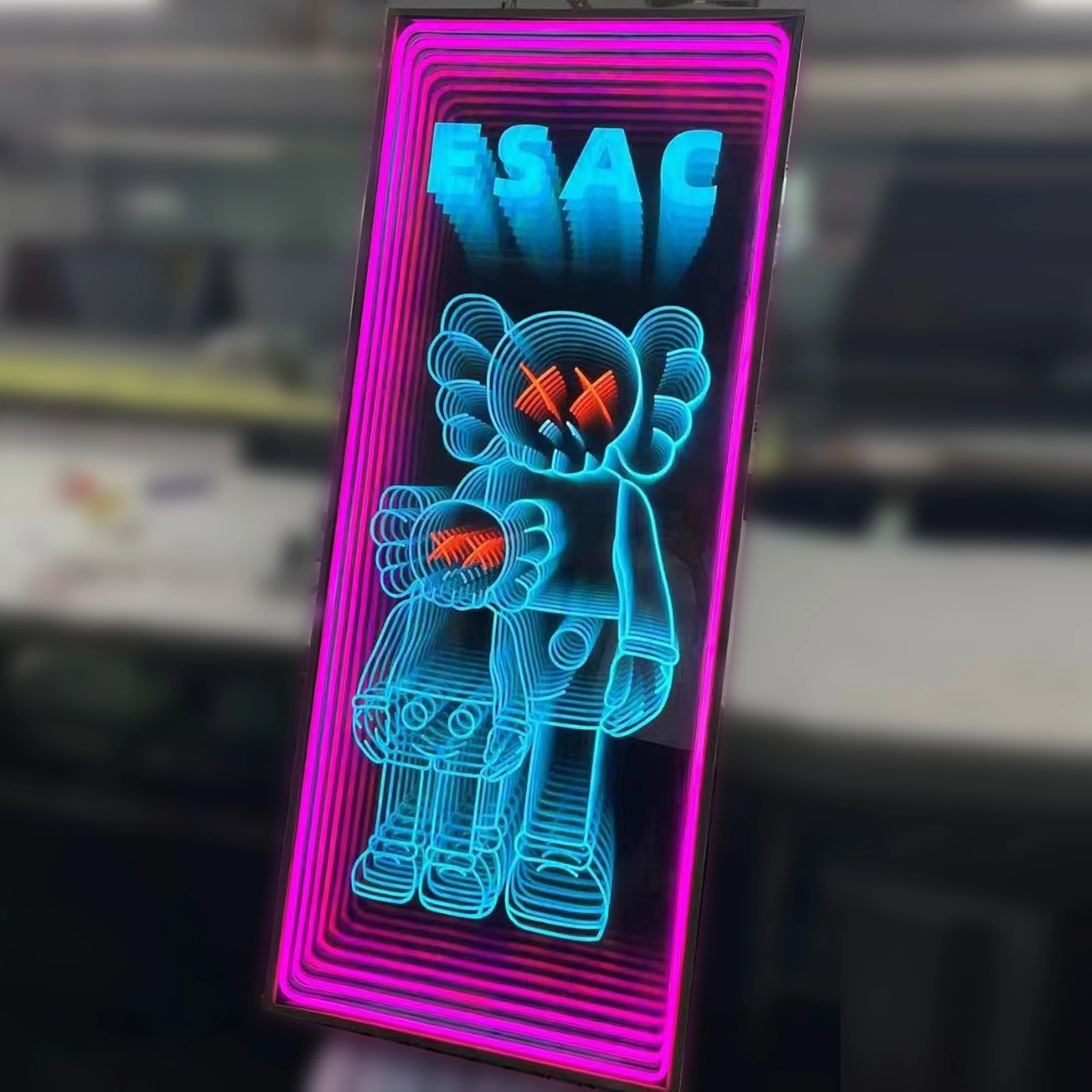 Multi-layer mirror neon light extension playground Villa Hotel Abyss word tunnel bar flexible Infinity mirror neon sign