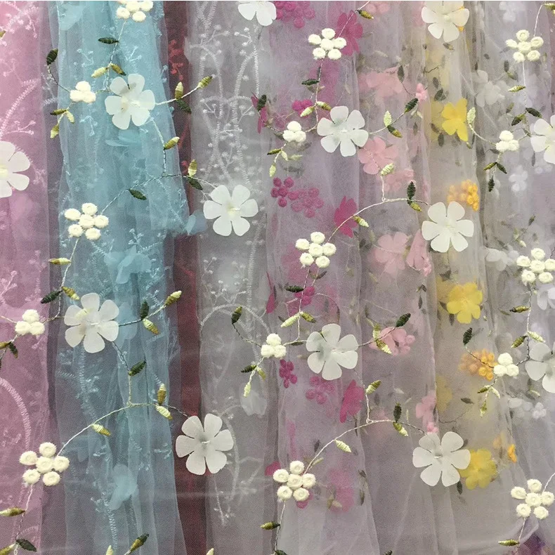 Super Quality 3D Flower Embroidery Fabric for Dress and Home Textiles Upholstery