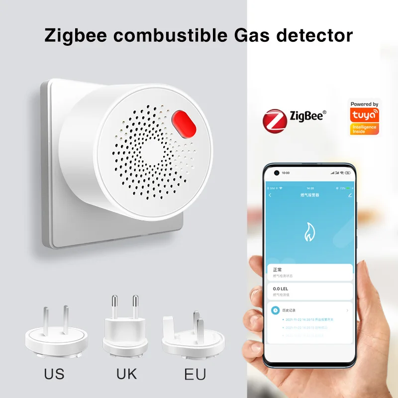 APP Real-time Monitoring Smart Home Kitchen Safety Sound Alarm Gas Leakage Detector Tuya Zigbee Natural Gas Sensor