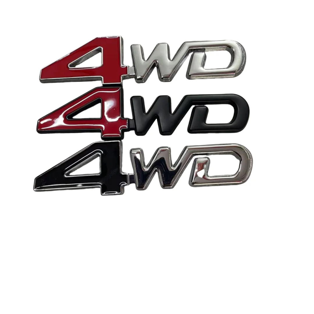 Customized ABS Plastic Chrome 3D Around Car Emblem Customized High Quality Adhesive Car Emblem with 4WD Letter