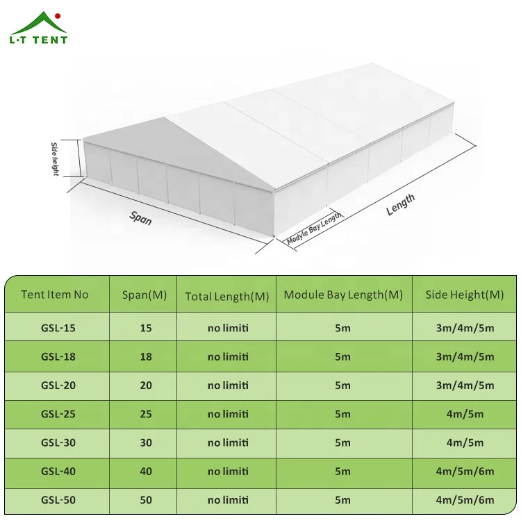30x50m Large Heavy Duty Big Pvc Workshop Storage Hall Metal Prefabricated Aluminium Frame Industrial Temporary Warehouse Tent