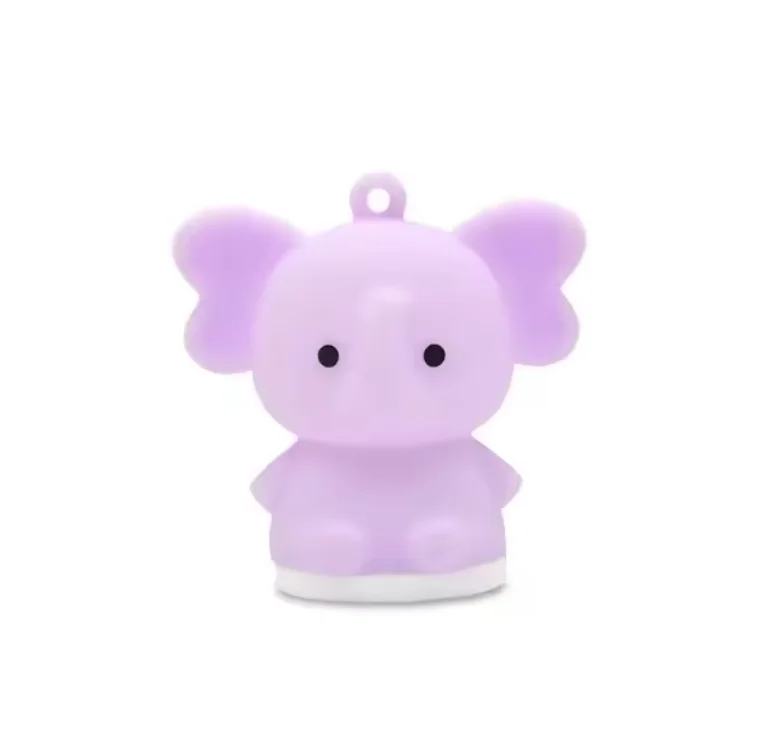 mini silicone night light key chain key ring elephant mini night lamp promotion toy for kid baby nursery gift for girlfriend