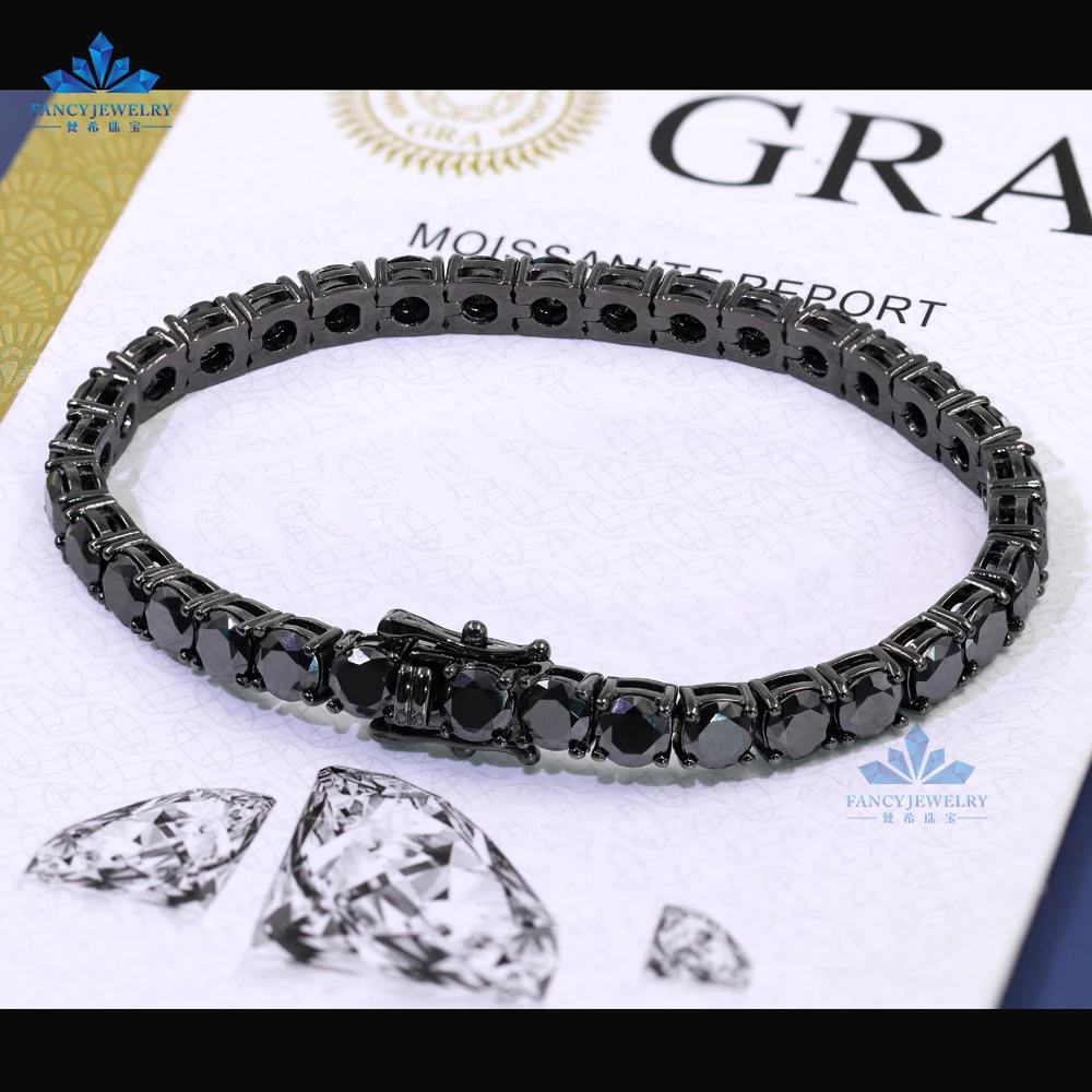 2mm 3mm 4mm 5mm 6.5mm iced out tennis chain necklace 925 sterling silver diamond black moissanite tennis chain