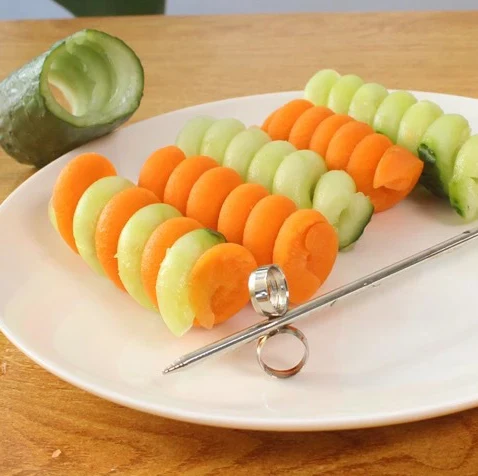 Wholesale Custom Stainless Steel Fruit Vegetable Twist Shredder Squeezers Manual Spiral Screw Slicer Cutter Spiralizer