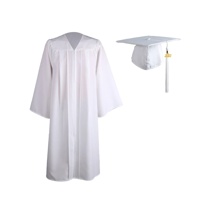 
2021 Wholesale white Graduation Gown University Graduation Robes With Cap 