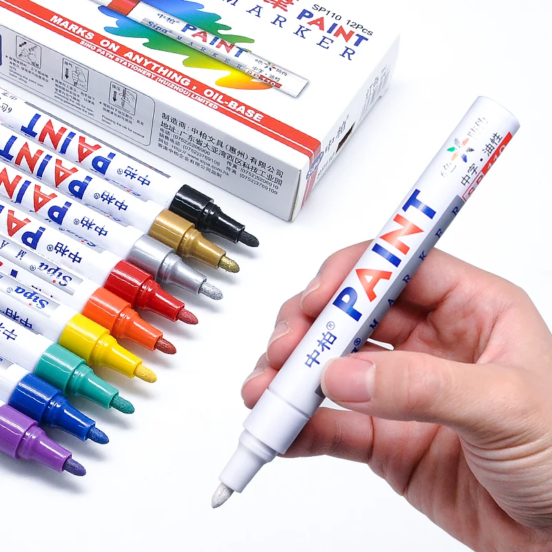 SIPA SP110 36 Colors Permanent Oil Based Paint Markers Medium Tip Quick Dry and Waterproof Paint Marker Pens