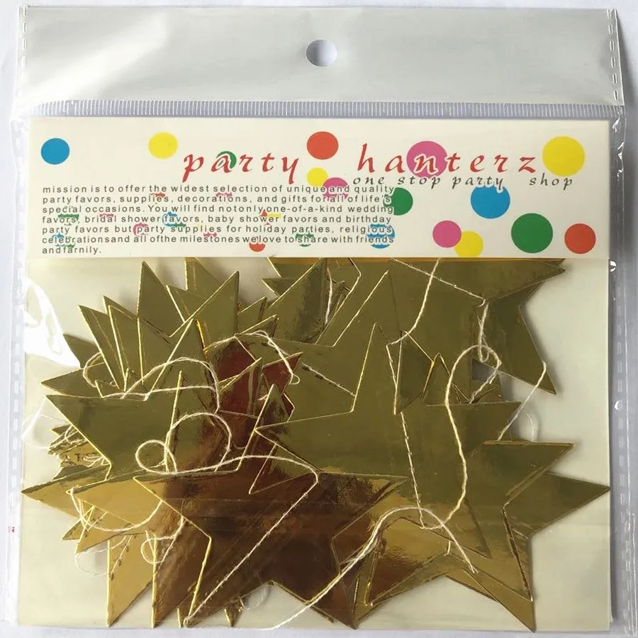 Glitter Star Garland Banner Decor Bright Star Hanging Bunting Banner Backdrop for New Year Graduation Wedding Birthday Party