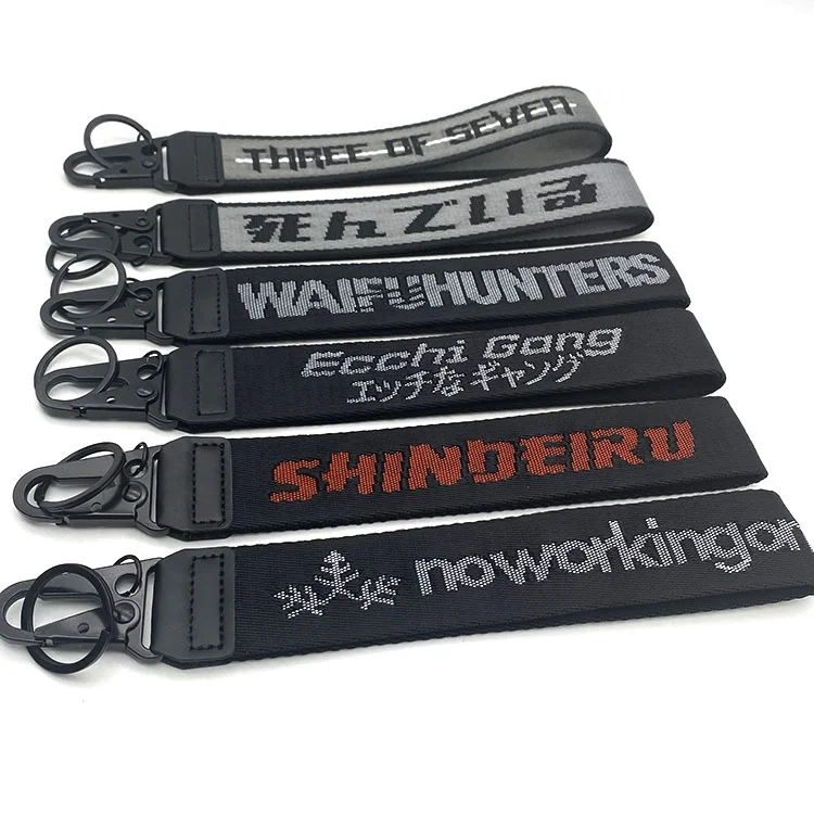 Manufacturer nylon carabiner keychain strap wrist personalized lanyard keychain with logo custom