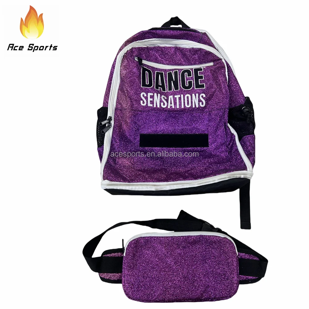 Ace Sports Glitter backpack custom fashion travel backpack for cheerleading girl team cheer glitter backpacks with rhinestones