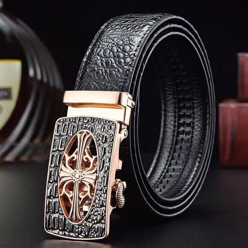 Low wholesale new explosive style, crocodile grain leather belt for men, automatic buckle  leisure business versatile
