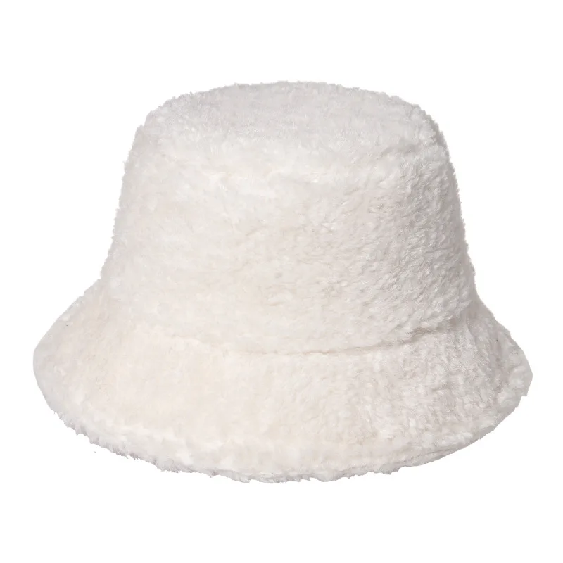 High Quality Fluffy Fuzzy Winter Warm Faux Fur Furry Bucket Hat Plush Fisherman Hat for Women