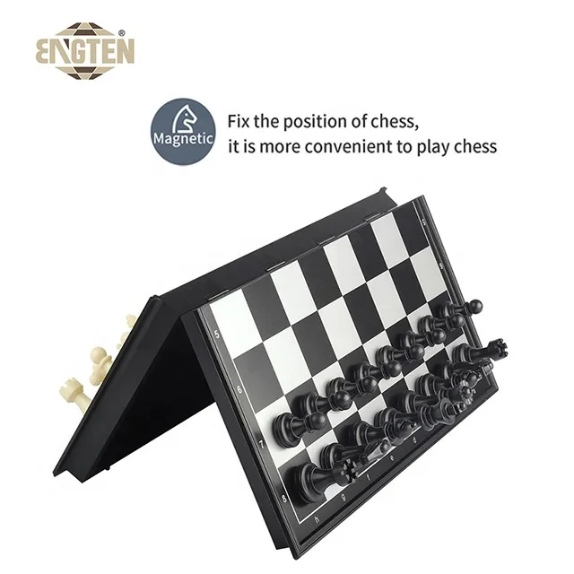 Educational Chess Game Plastic Folding Board Game Set Interior  Storage Chess Pieces Magnetic Custom Chess