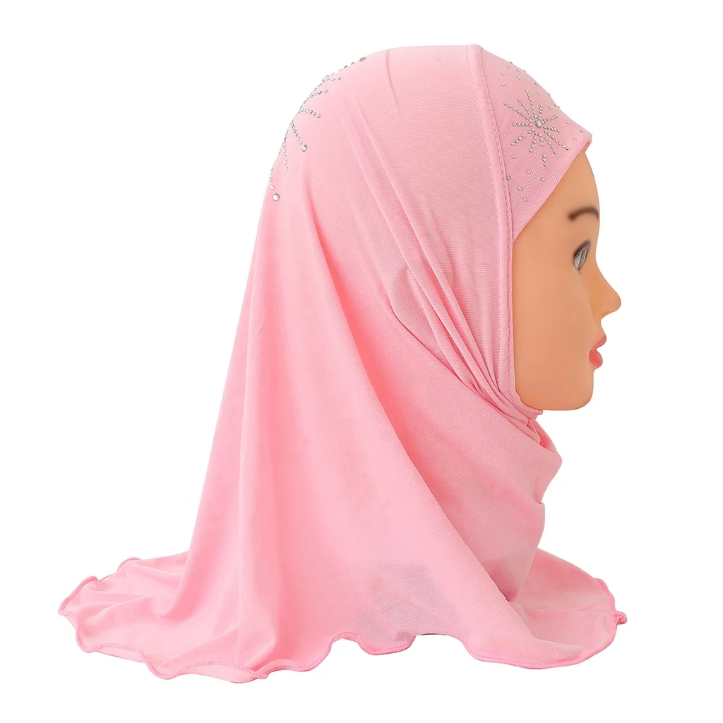 Fashion Little Girl Malaysia Hijab With Lace Hot Hijabs Hat Wholesale Stock Arabian Instant Kids Hijabs