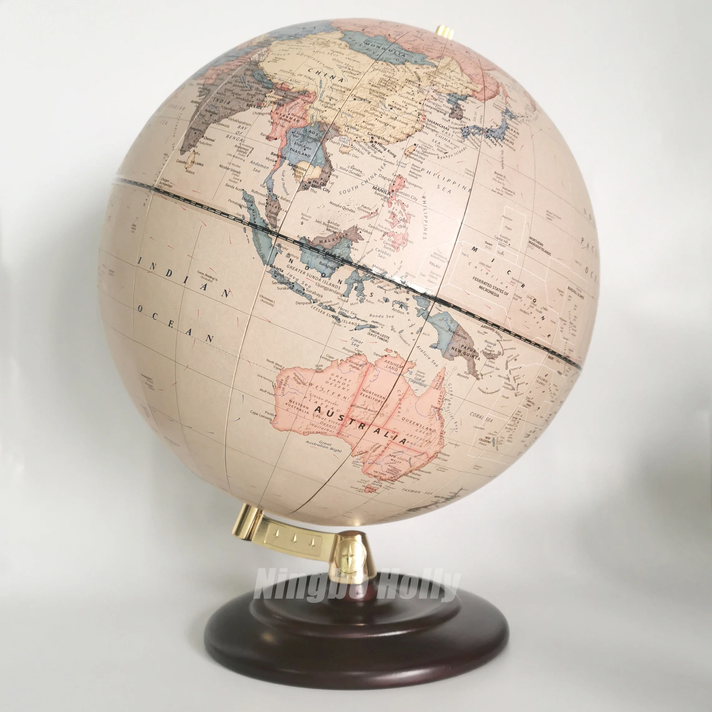Large Desktop Antique World Globe 13 Inch Diameter