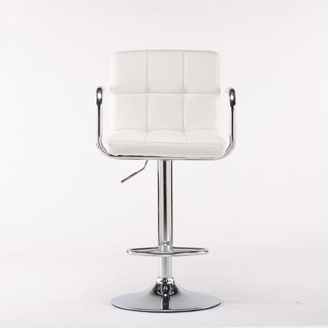 White PU Leather Swivel Bar Stool with Stable Base Fashion 360 Turn Around Dental Stool for Office Chair