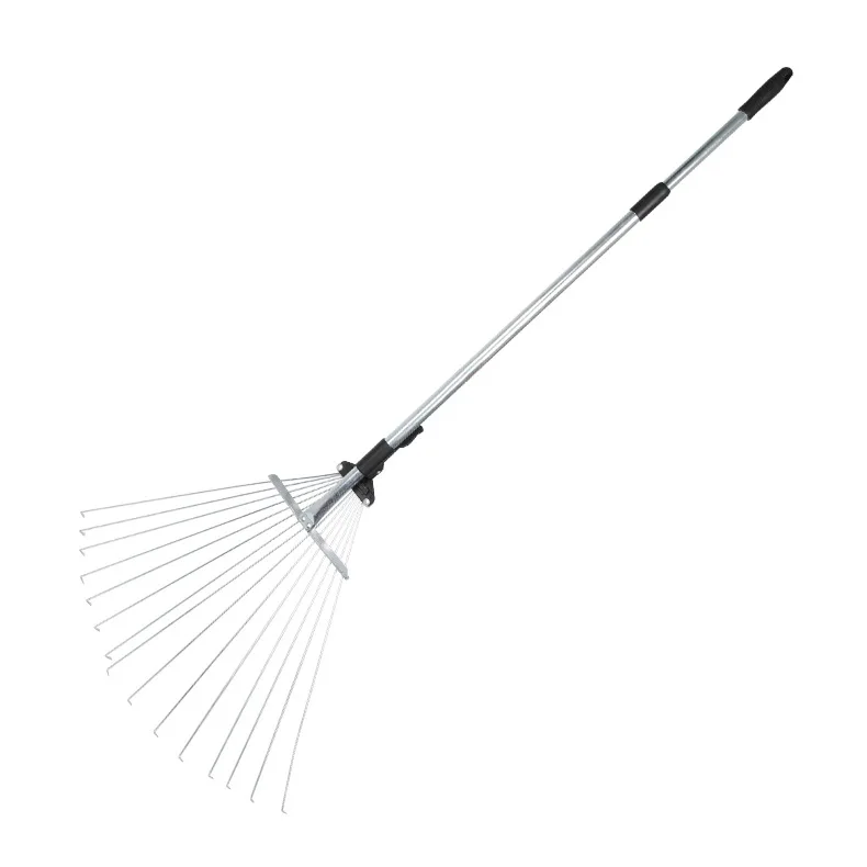 Wire ,grass ,eaf rake telescopic pole dead leaf and lawn rake Popular 15-tooth double-extension grass Wire rake