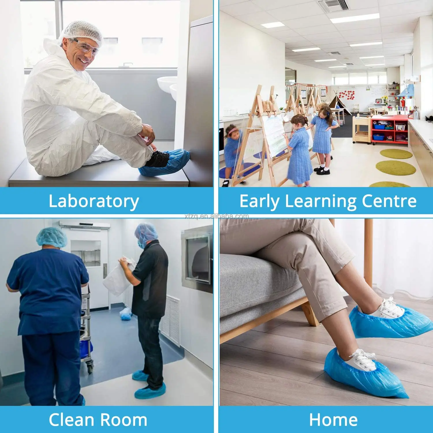 Customized disposable plastic shoe cover 4g mechanism PE shoe cover waterproof non-slip medical shoe cover