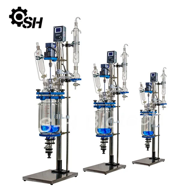 5l Laboratory Chemical Reactor Jacketed Double Layer Glass Stirred Tank Reactor