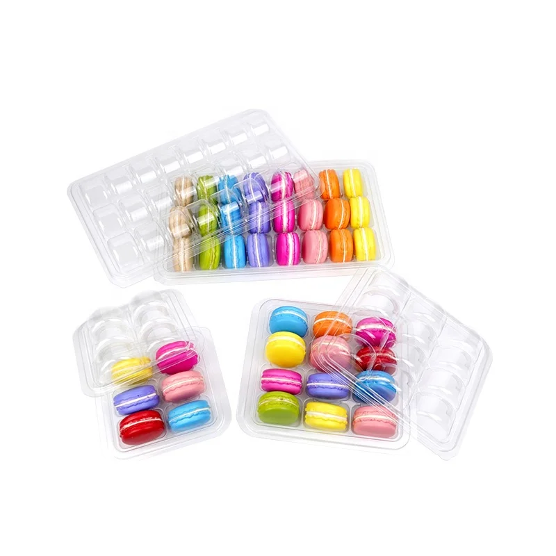 6 12 24 Macaron Blisters Tray Clear Plastic Macaroons Clamshell Packaging Box