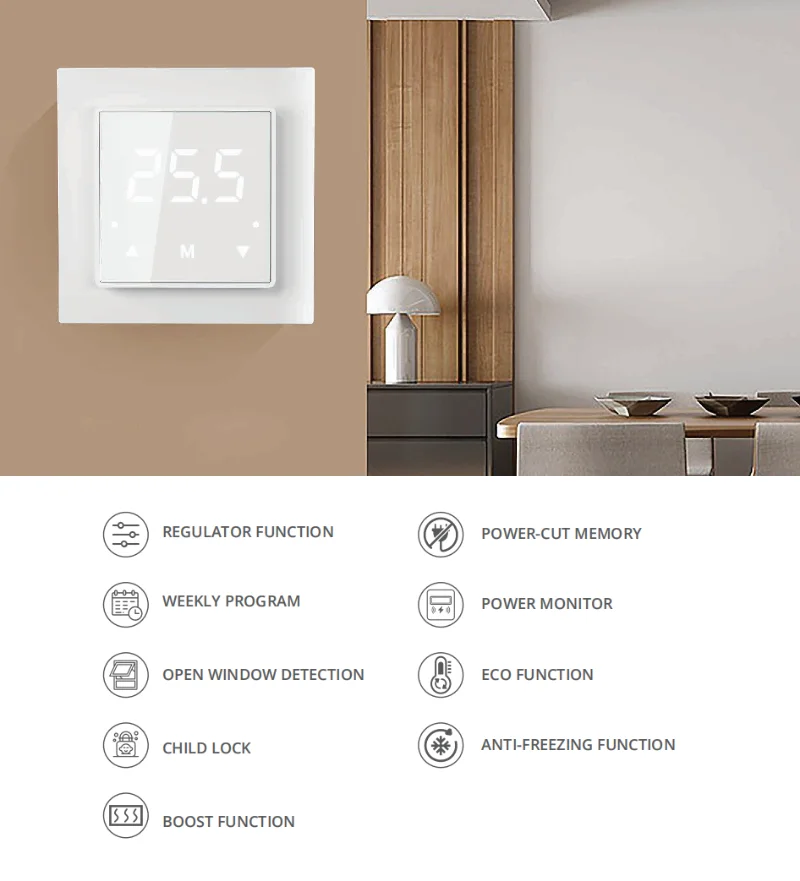 Умный термостат Zigbee Tuya 16 А