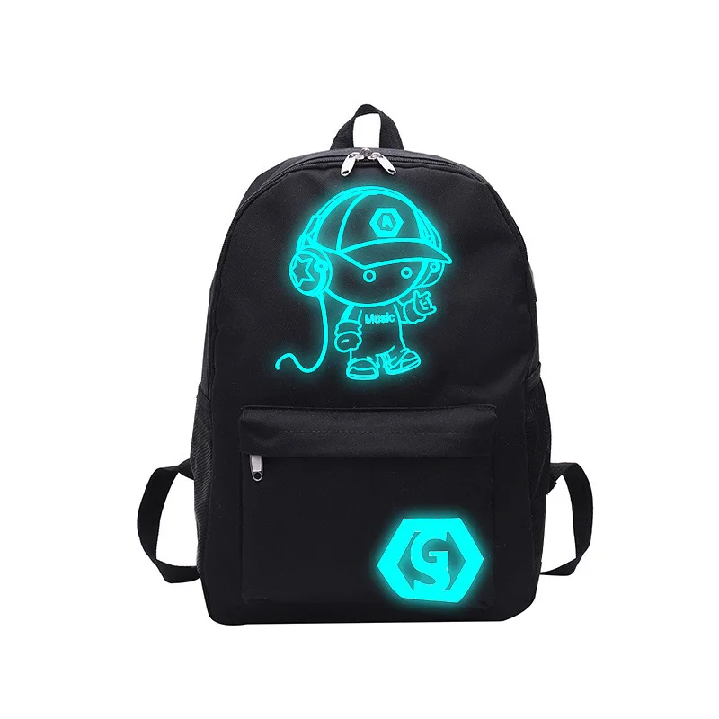 Student Luminous Animated Backpack Laptop Backpack With USB Connector Anti-Theft School Bag With Lock