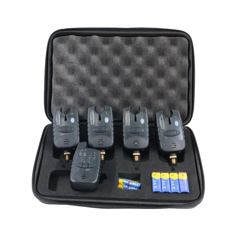 JZH-RF898 4+1 Hot Sale Factory Price Standard LED Waterproof  Black Fishing Bite Alarm with battery