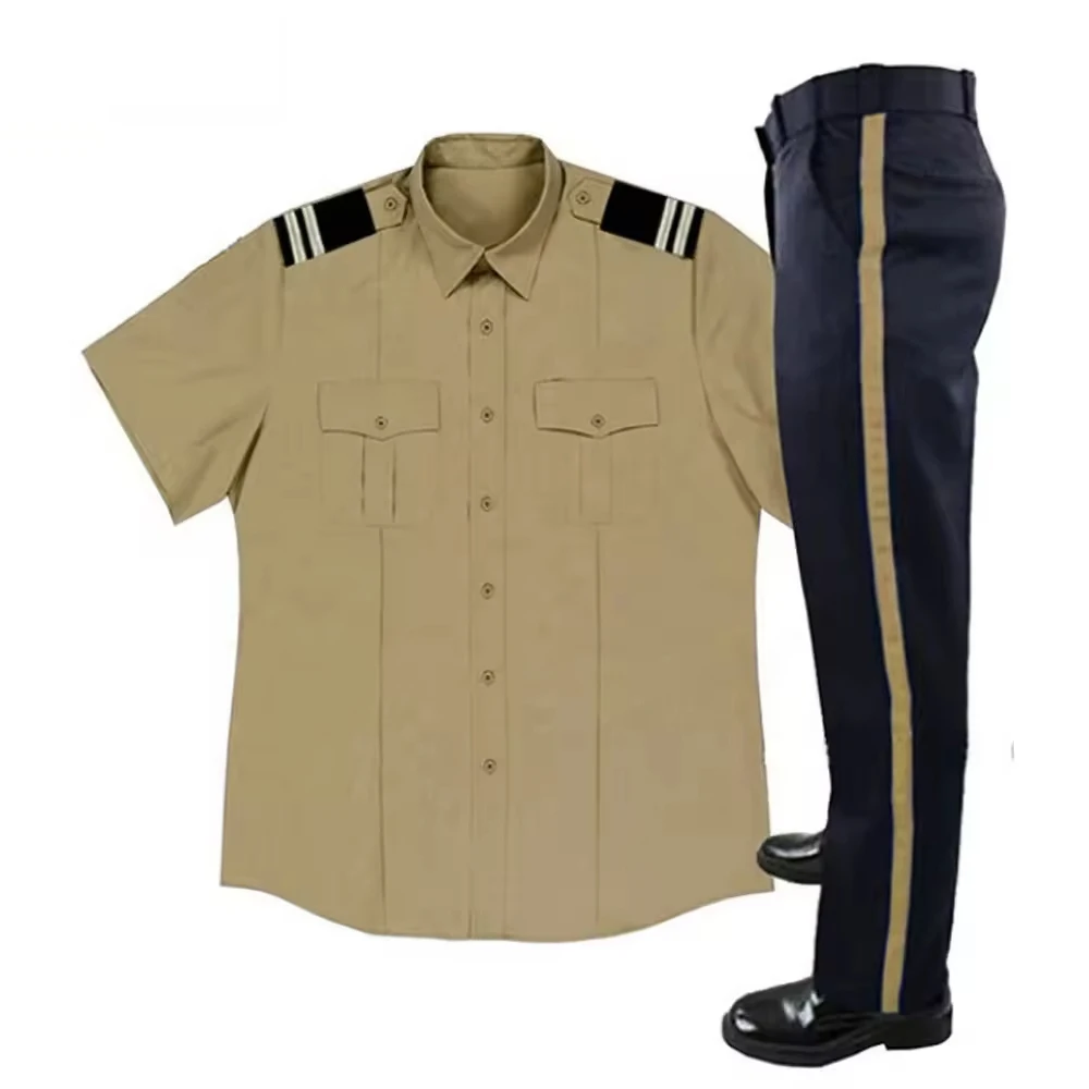Summer New Senior Security Guard Uniforms Work Uniform Short Sleeve Blue Shirt for Hotel Concierge Set