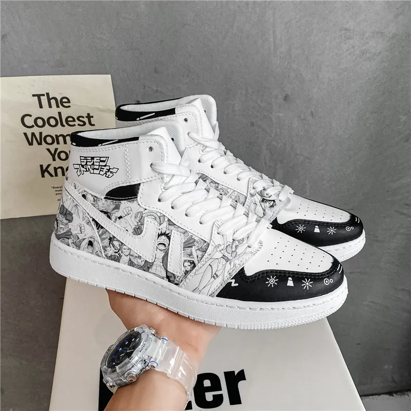 Ziitop New Design Women Sneakers High-top Printing  AJ1 Style Men Casual Shoes One Piece Anime Shoes