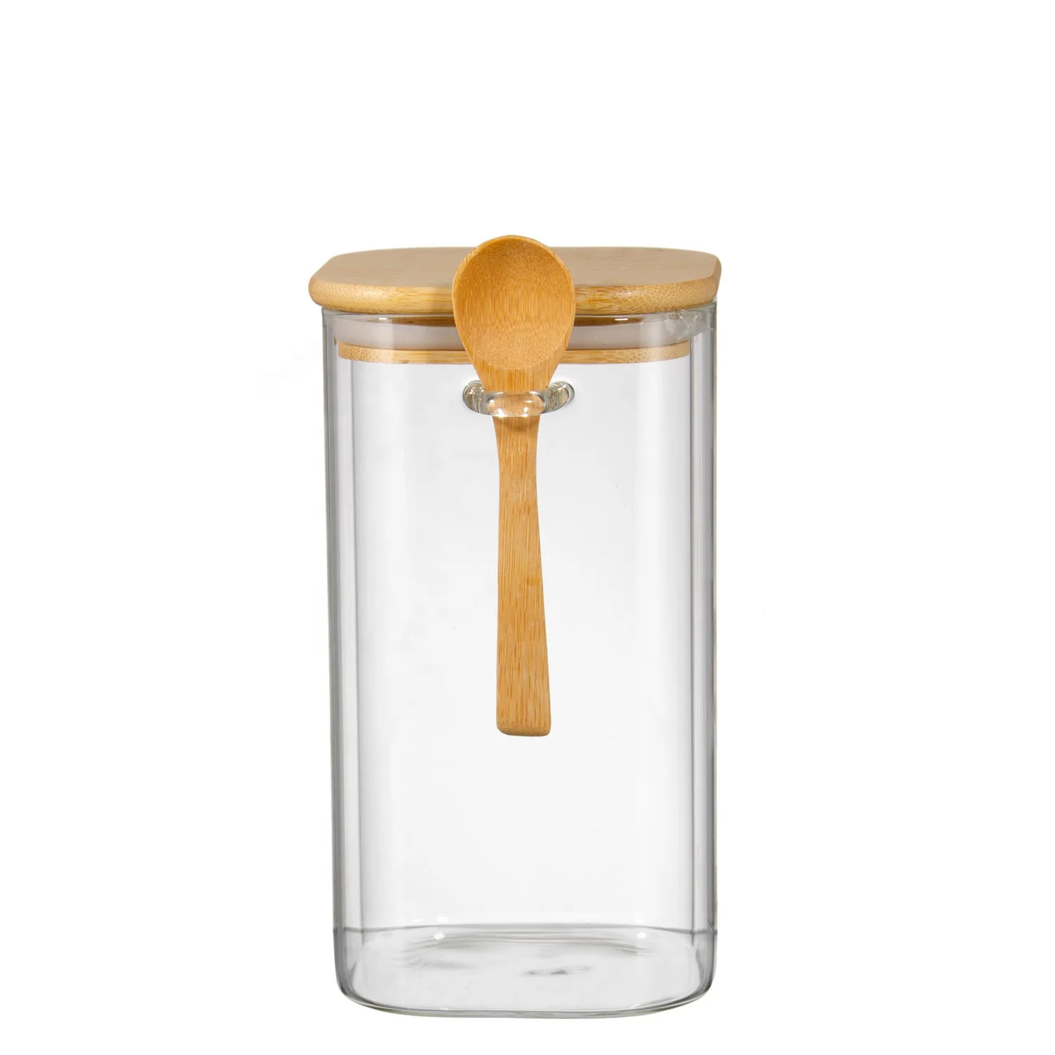 Samyo Stackable Glass Food Storage Containers Set  Spice Glass Jars with Bamboo Lids for Kitchen Pantry Organization