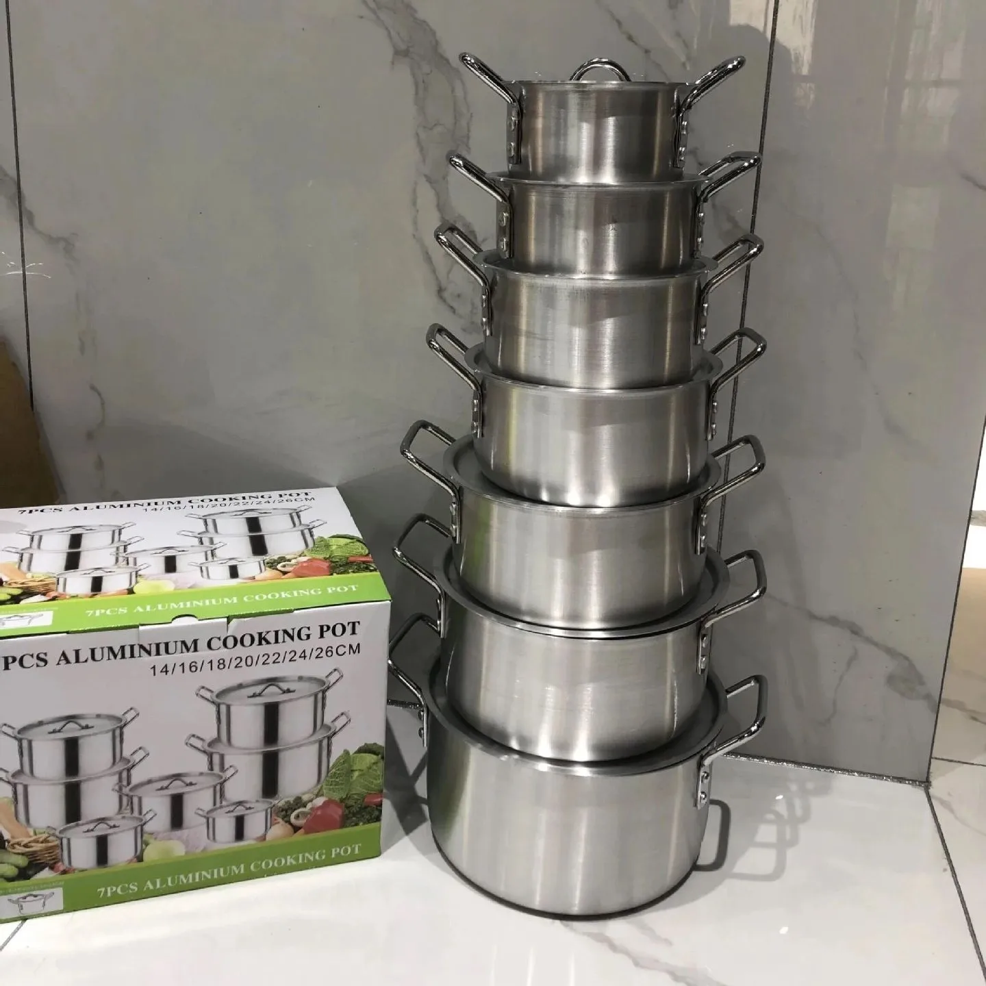 Hot Selling 7pcs High Quality Non Stick Cooking Big Pot Cookware Set Die Cast Aluminum Non-Stick With Double Handles For Kitchen