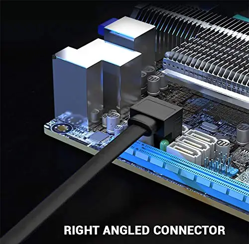 KUYiA SATA Cable III, 35cm Locking Latch Straight to 90 Degree Right Angled Data Leads 6Gbps Speed, HDD