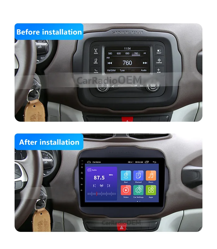 For Jeep Renegade 2016 Android 11.0 Touchscreen Multimedia Player with WIFI GPS Navigation with Steering Wheel control