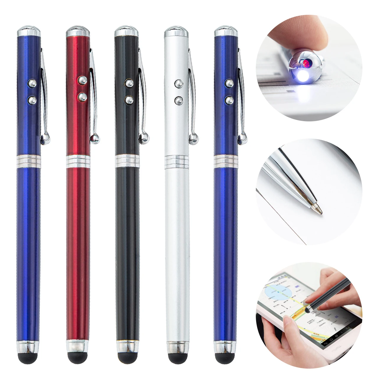 Factory wholesale touch metal led light ballpoint pen multifunctional printable logo ballpoint pens
